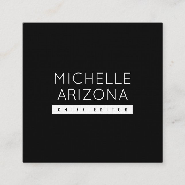 Minimalist Black Professional Modern Square Business Card (Front)