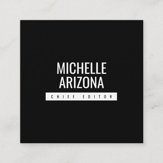 Minimalist Black Professional Modern Square Business Card (Front)