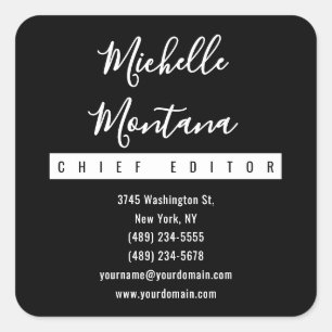 Minimalist Black Professional Modern Square Sticker