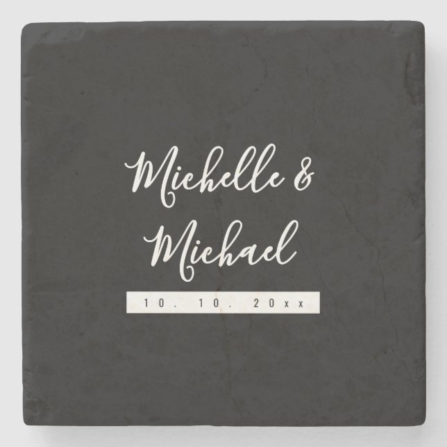 Minimalist Black Professional Modern Stone Coaster (Front)