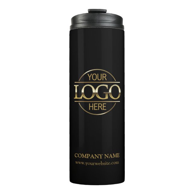 Minimalist Black Promotional Company Business Logo Thermal Tumbler (Front)