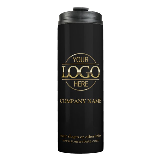 Minimalist Black Promotional Company Business Logo Thermal Tumbler (Front)