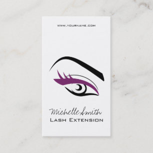 Minimalist Black Purple Eyelash Extension Makeup Business Card