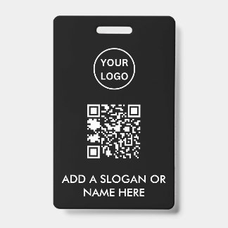 Minimalist Black QR Code Business Logo Event Badge ID Badge