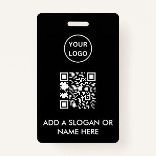 Minimalist Black QR Code Business Logo Event Badge ID Badge
