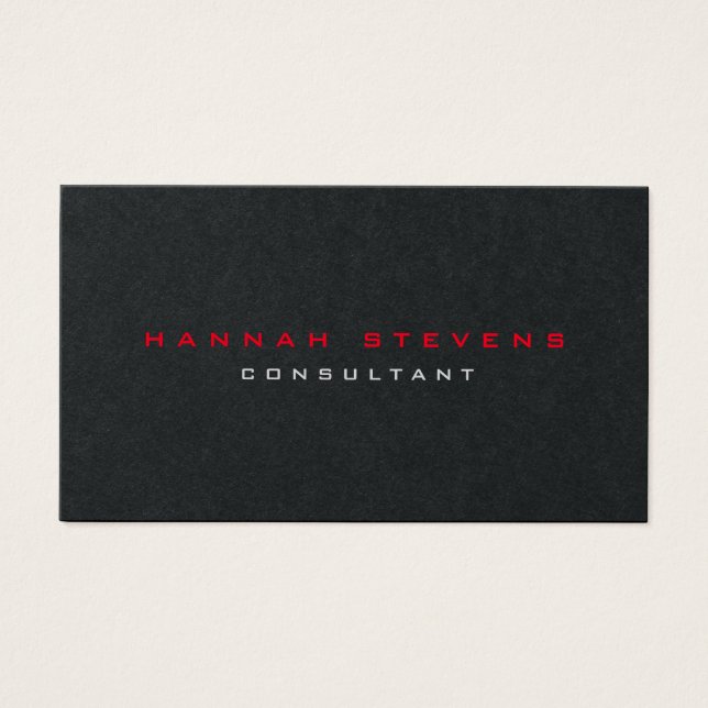 Minimalist Black Red Modern Profile Card (Front)