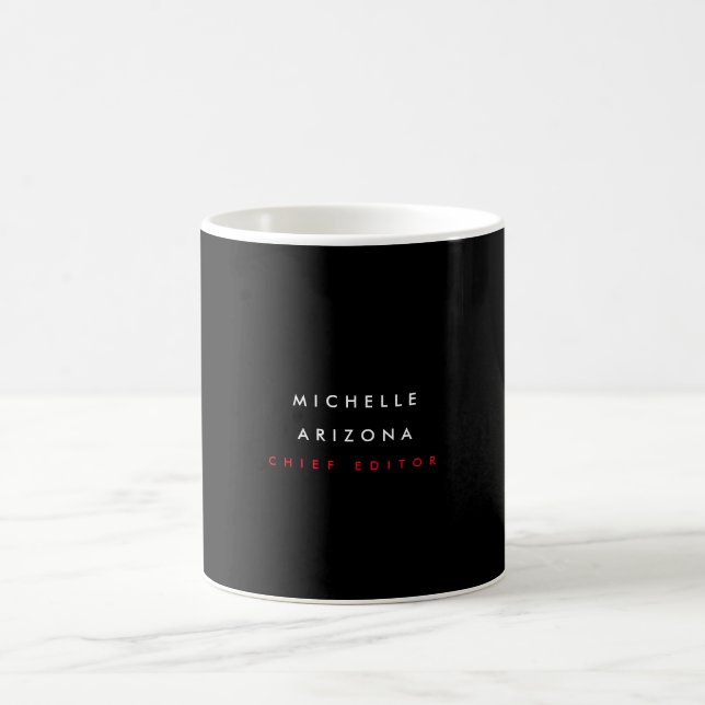 Minimalist Black Red Professional Modern Name Coffee Mug (Center)