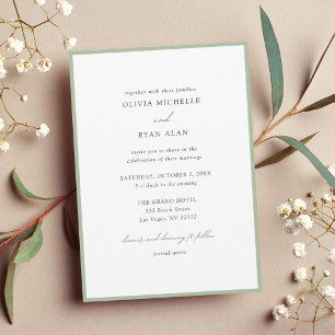 Minimalist Black & Sage Green Border Invitation