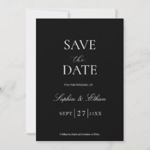 Minimalist Black Save The Date Invitation