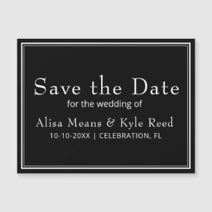 Minimalist Black Save the Date Magnet