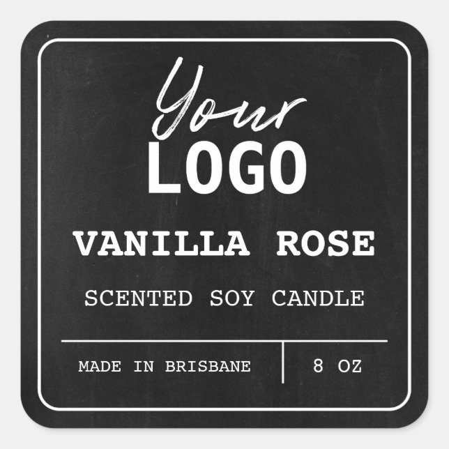 Minimalist Black Scented Soy Candle Logo Labels (Front)