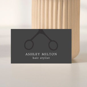 Minimalist Black Scissors Grey Hair Stylist Business Card