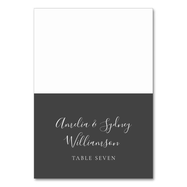 Minimalist Black Script Custom Name Place Card (Front)