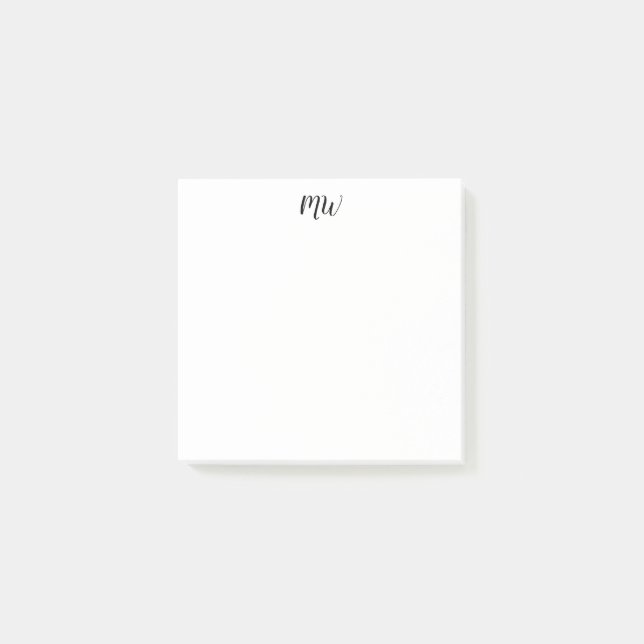Minimalist Black Script Initials Simple Post-it Notes (Front)