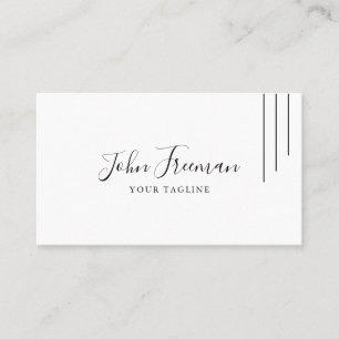 Minimalist Black Script Notary Signing Agent Business Card