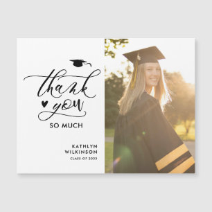 Minimalist Black Script Photo Graduation Thank You