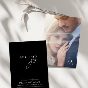 Minimalist Black Script Photo Wedding Invitation