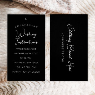 Minimalist Black Script Washing Instructions Tag