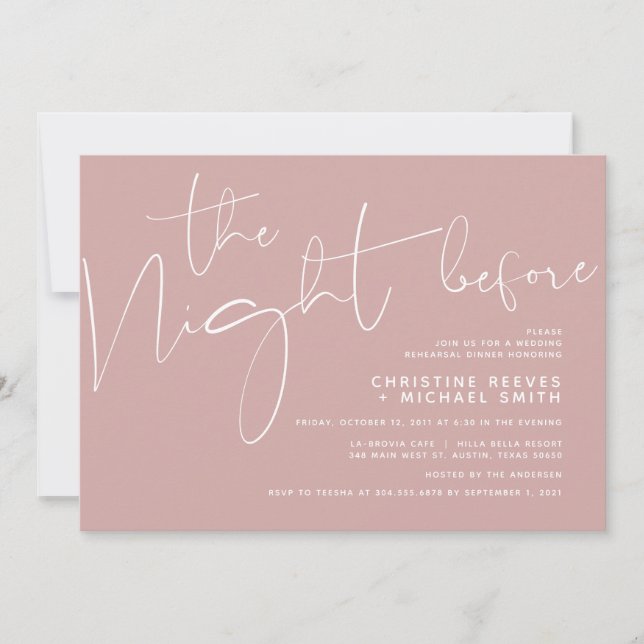 Minimalist Black Script Wedding Rehearsal Dinner Invitation (Front)