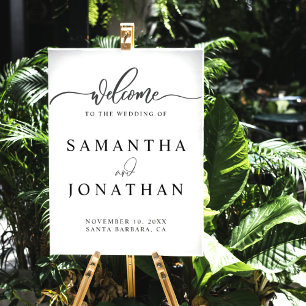 Minimalist Black Script Wedding Welcome Poster