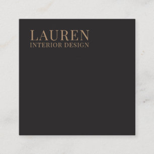 Minimalist black simple elegant interior designer square business card
