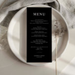 Minimalist Black Simple Wedding Menu Card<br><div class="desc">Designed to coordinate with our Minimalist All In One Collection, this customisable matching wedding menu card features a clean and simple layout, with classic font. For more advanced customisation of this design, e.g. changing layout, font or text size please click the "CUSTOMIZE" button above. Please contact me for any questions!...</div>