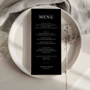 Minimalist Black Simple Wedding Menu Card