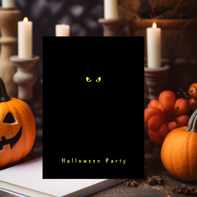 Minimalist Black Spooky Eyes Halloween Party Invitation (Creator Uploaded)