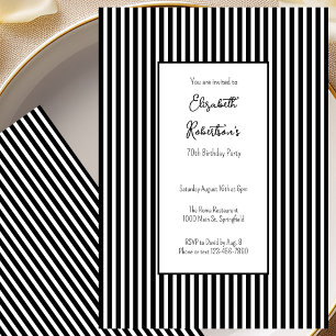 Minimalist Black Stripes 70th Birthday Invitation