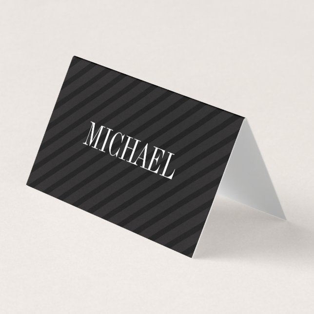 Minimalist Black Stripes with Serif Font Business Card (Front)