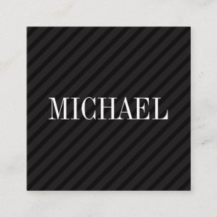Minimalist Black Stripes with Serif Font Square Business Card
