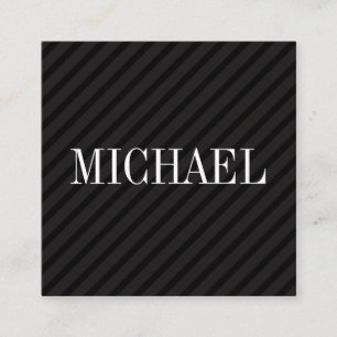 Minimalist Black Stripes with Serif Font Square Business Card