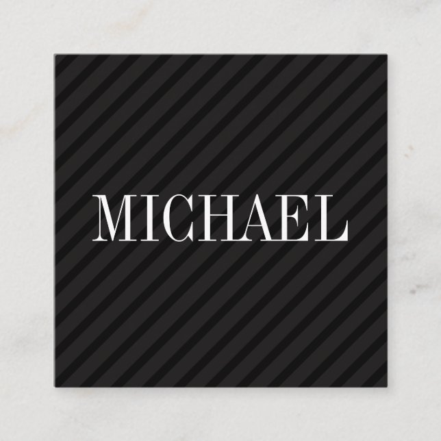Minimalist Black Stripes with Serif Font Square Business Card (Front)