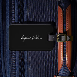 minimalist black tag with name