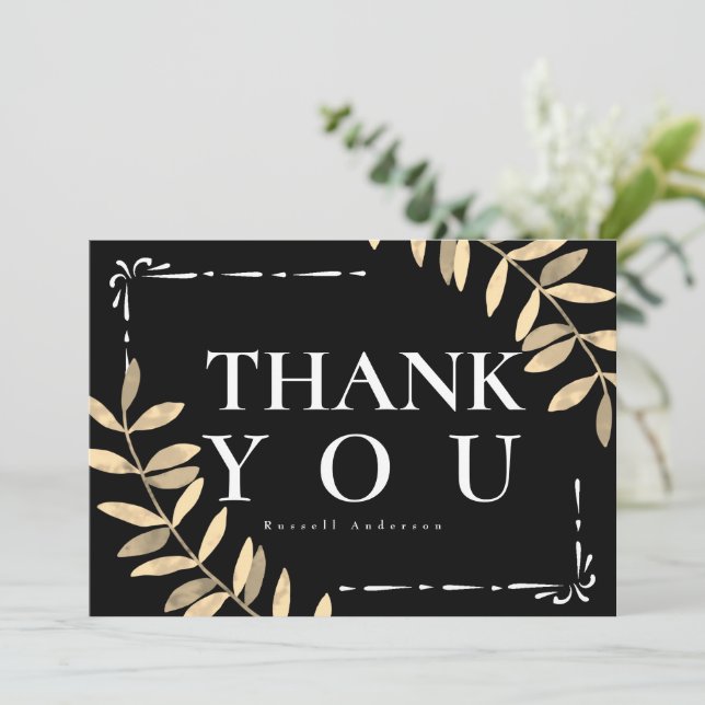 Minimalist Black Thank You Card (Standing Front)