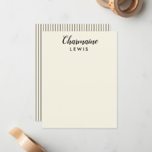Minimalist black thin stripes personalised tan card