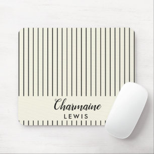 Minimalist black thin stripes personalised tan mouse mat