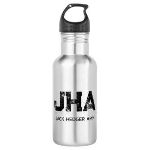 MINIMALIST BLACK THREE LETTER MONOGRAM NAME ASH 532 ML WATER BOTTLE