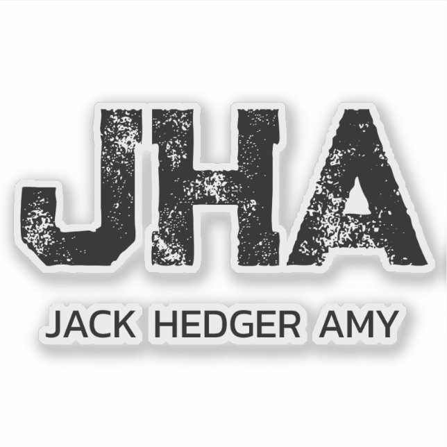 MINIMALIST BLACK THREE LETTER MONOGRAM NAME CLEAR (Front)