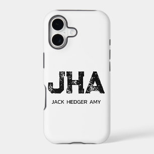MINIMALIST BLACK THREE LETTER MONOGRAM NAME WHITE