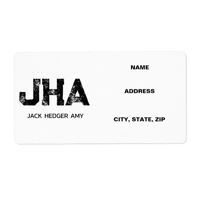 MINIMALIST BLACK THREE LETTER MONOGRAM NAME WHITE (Front)