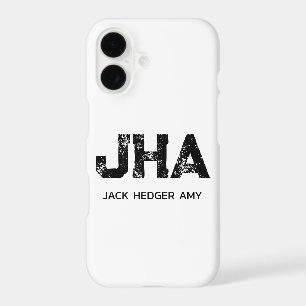MINIMALIST BLACK THREE LETTER MONOGRAM NAME WHITE