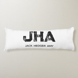 MINIMALIST BLACK THREE LETTER MONOGRAM NAME WHITE BODY CUSHION