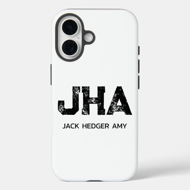 MINIMALIST BLACK THREE LETTER MONOGRAM NAME WHITE Case-Mate iPhone CASE (Back)