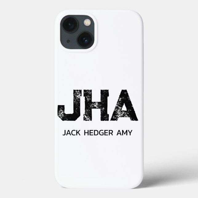 MINIMALIST BLACK THREE LETTER MONOGRAM NAME WHITE Case-Mate iPhone CASE (Back)