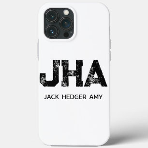 MINIMALIST BLACK THREE LETTER MONOGRAM NAME WHITE iPhone 13 PRO MAX CASE