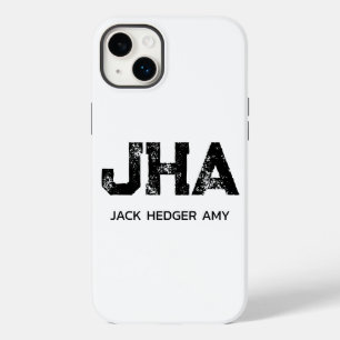 MINIMALIST BLACK THREE LETTER MONOGRAM NAME WHITE Case-Mate iPhone 14 PLUS CASE