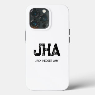 MINIMALIST BLACK THREE LETTER MONOGRAM NAME WHITE  iPhone 13 PRO CASE