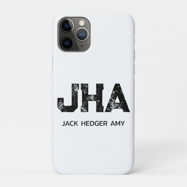 MINIMALIST BLACK THREE LETTER MONOGRAM NAME WHITE Case-Mate iPhone CASE (Back)