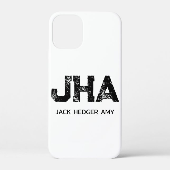 MINIMALIST BLACK THREE LETTER MONOGRAM NAME WHITE Case-Mate iPhone CASE (Back)